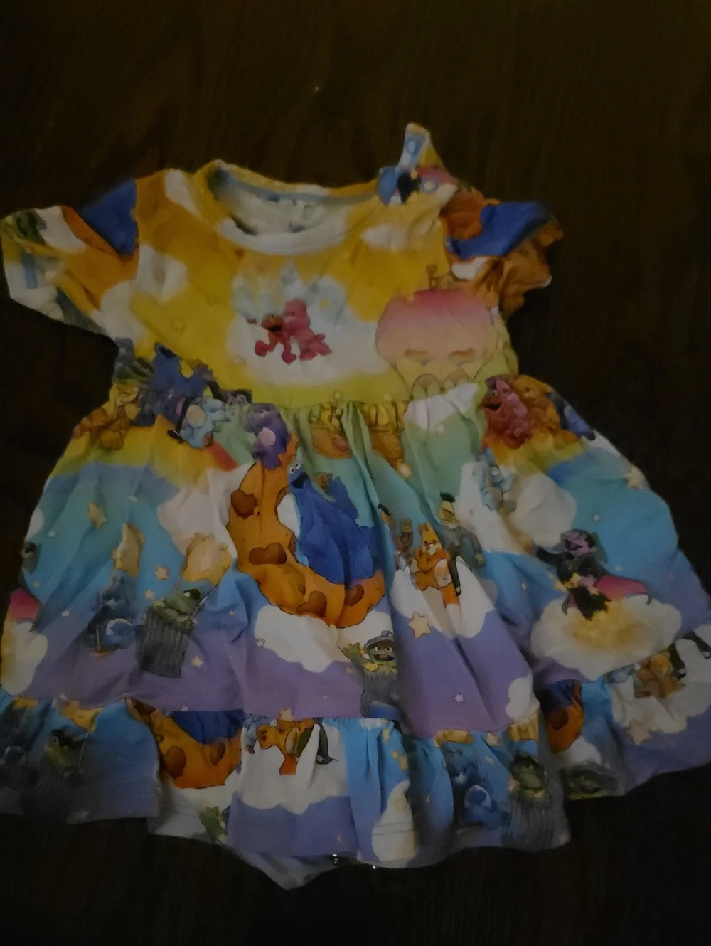 Posh Peanut Yellow Blue Purple Multicolor Cloud Print Dress
